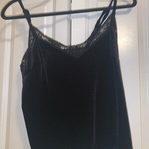 Velvet Cami with lace rim